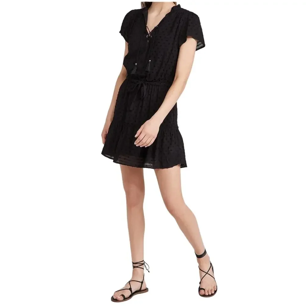 PAIGE Jannah Swiss Dot Mini Dress in‎ Black Size XS